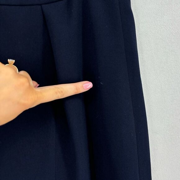 J. Crew Womens Size 6 Navy Pencil Skirt Back Slit Pleated Front Zip Back - Picture 10 of 10